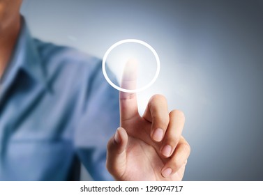 Hand pressing modern social buttons - Powered by Shutterstock