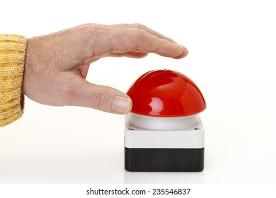 Hand Pressing Red Game Show Buzzer