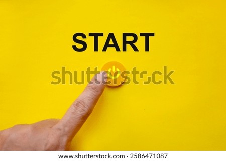 Hand pressing start button;Beginning new thing
