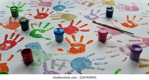 Hand Print Hands Different Color Different Stock Photo 2147434941 ...