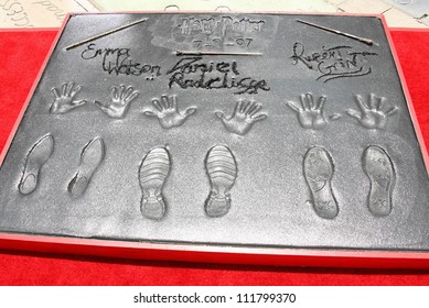 Hand Prints At The Hand, Foot And Wand Print Ceremony Honoring The Cast Of 