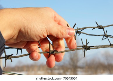 Hand Of Prison And Sky Background