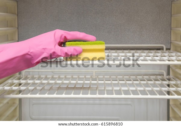 Hand Protective Glove Sponge Cleaning Inside Royalty Free Stock