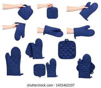 Hand with protective gloves and mitt for backery, set and collection. Isolated on white background - Shutterstock ID 1431462107