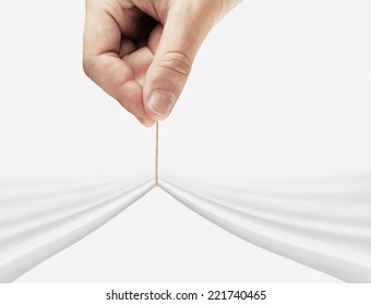 Hand Pulling Rope On A White Background