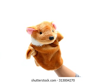 Hand Puppet Of Bear For Child On White Background.