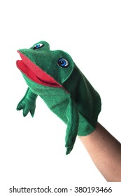 Hand Puppet Frog Isolated On White 