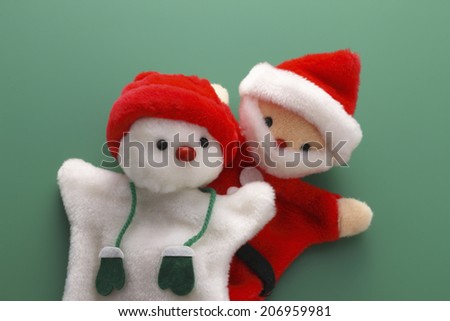 Hand Puppets Of Snowman And Santa