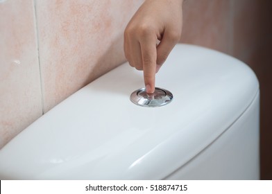 Finger Pushing Button Flushing Toilet Stock Photo (Edit Now) 171474437