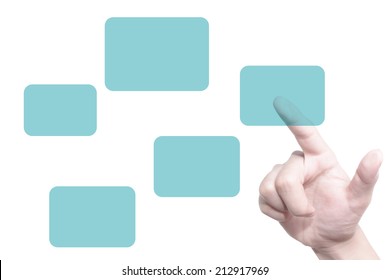 Hand pushing a button