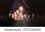 A hand pushing multiple arrows up. Growth, progress, and success concept in growing business, finance, investment, economy, career, spiritual, personal development, banking, stock market, technology.