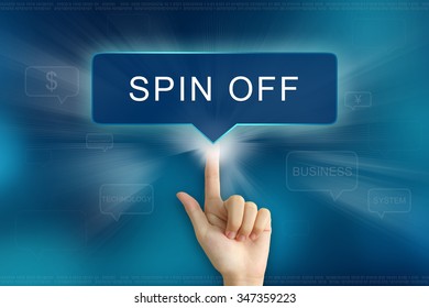 Hand Pushing On Spin Off Balloon Text Button