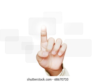 Hand Pushing On A Touch Screen Interface