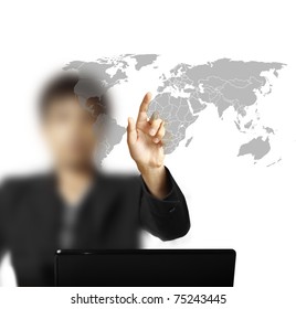 hand pushing on a touch screen, Map - Powered by Shutterstock - Get 15% off with code: PIKWIZARD15