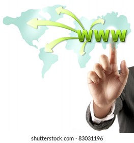 hand pushing on a touch screen interface
