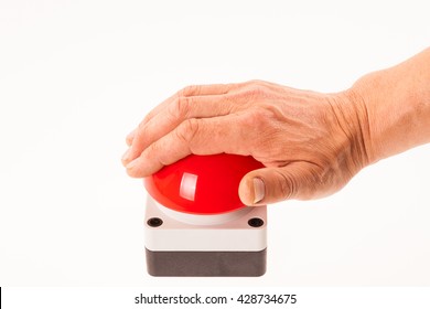 Hand Pushing A Red Buzzer