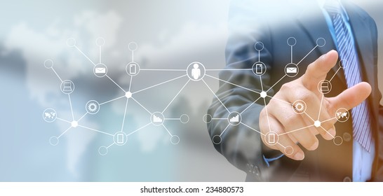 Hand Pushing Social Network Button On Stock Photo 234880573 | Shutterstock