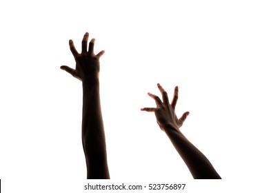 Hand Reaching Up Isolated On White Background.