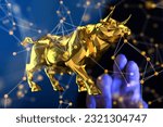 The hand reaching the Taurus zodiac sign in neural network illustration - astrology concept