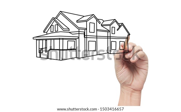 Hand Ready Drawing House Hand Pen Stock Photo 1503416657 | Shutterstock