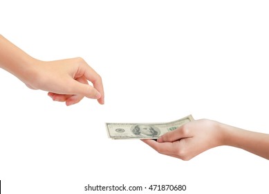 Hand Receive Money Isolated Background 