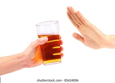 Hand Reject A Glass Of Beer