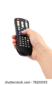 Hand With Remote Control On White