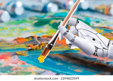 hand robot, ai generate art, mid jouney concept - Shutterstock ID 2294823599