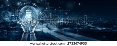 Hand of robot holding web hosting on global network connection, cloud servers, domain management, website deployment, data storage, uptime monitoring, cybersecurity integration, server optimization