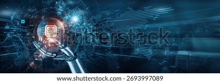 The hand of a robot touches a quantum computing qubit network, entanglement automation simulation speed cryptography algorithms systems integration advancement innovation.