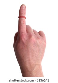 Hand With A Rubber Band Around The Index Finger