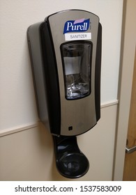 Hand Sanitizer Station In Hospital. Williamsport PA, USA. 10/21/2019.