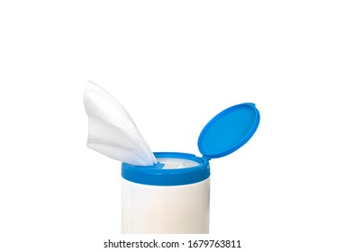 Hand Sanitizing Wipes Antibacterial Disinfecting Hand Sanitizing Wipes On Isolated White Background