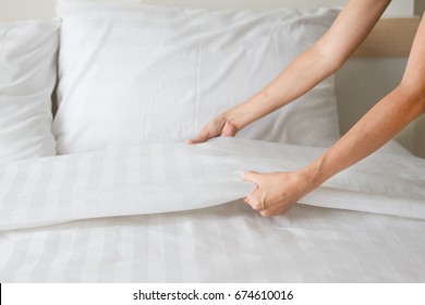 Similar Images, Stock Photos & Vectors Of Hand Set Up White Bed Sheet 