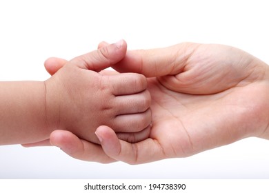 Hand Shake With Baby Isolated On White Background.