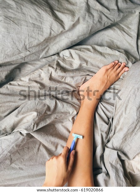 Hand Shaving Leg Hair Shaving Your Stock Photo Edit Now 619020866