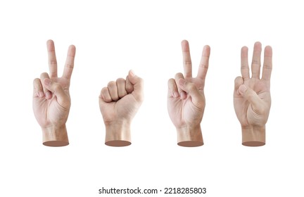 Hand showing 2023 new year hand signs, isolated on white background - Shutterstock ID 2218285803