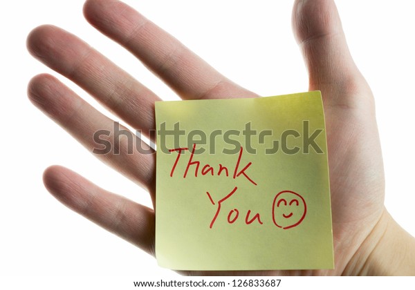 Hand Showing Postit Thank You Stock Photo 126833687 | Shutterstock