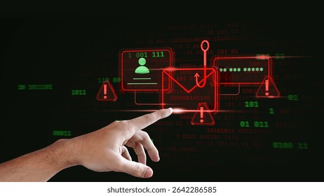 A hand showing technology with cyber security, ai safety, artificial intelligence, generative ai, digital transformation, finance, document file management, large language model, LLM