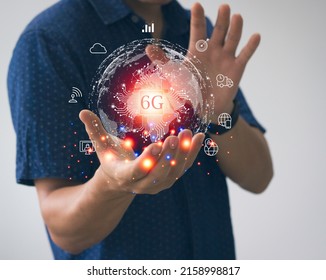 Hand shows the digital world with 6G technology,Internet of things concept - Powered by Shutterstock