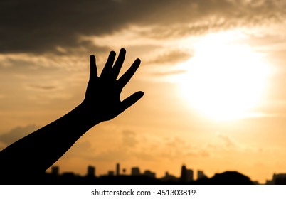 hand sign silhouette - Shutterstock ID 451303819