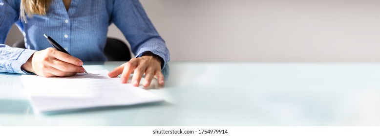 Hand Signing Law Contract Document In Office