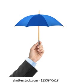 Hand Small Umbrella Isolated On White Stock Photo (Edit Now) 1259868298