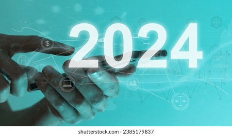 hand with smartphone with the concept of technology 2024 - Powered by Shutterstock