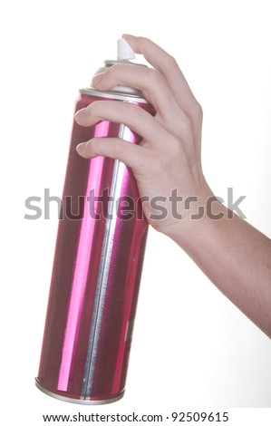 hand spraying aerosol can