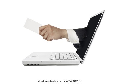 Hand sticking out from computer