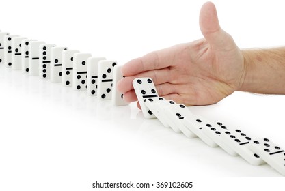 hand stop dominoes continuous toppled