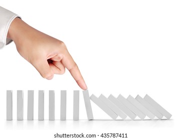 Hand Stop A Dominoes Continuous Toppled