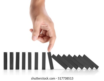 Hand Stop A Dominoes Continuous Toppled