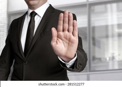 Hand Stop Shown By Businessman.